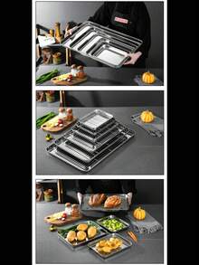 盘子套装万圣节不锈钢烤盘烤架冷却架套装、蒸锅和烤箱架、厨房和户外便携式烧烤盘、不粘表面、适合烤牛排、线性或网状滴水架，可用于烤箱和洗碗机。烹饪、返校、夏季、万圣节、圣诞节必备 - 彩色 - 查看 5