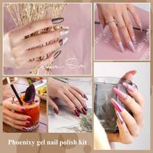 PHOENIXY Gel Nail Polish Set, 18 Colors Fall Gel Nail Polish Kit With 36W U V LED Nail Lamp Pink Red Purple Black Brown Blue Nail Kit Manicure Tools Mothers Day Gifts For Mom - Retro Daisy - View 3