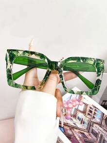 Nuevas gafas de montura grande con estampado floral colorido vintage de TR, sin receta, gafas decorativas sin receta de moda y estilo para amantes del streetwear, fotografía al aire libre y pasarela - Multicolor - Ver 2