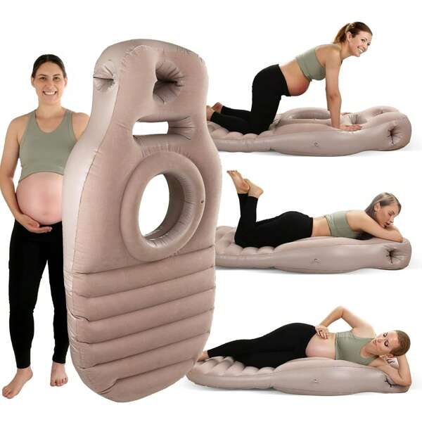 1 Inflatable Mummy-Shaped Pad Specially Designed For Pregnant Women, Ergonomic Sleep Pillow, Portable Back Support Air Cushion, PVC Material, Daily Use, Mother's Day Gift, Single Person Capacity, Excluding Repair Tool Kits Or Storage Bags
