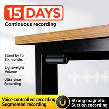 Magnetic Portable Mini Noise Cancelling Digital Voice Recorder, Compact Screenless Voice Recorder, DSP Noise Reduction Recorder, 15-Day Continuous Recording Magnetic Recording Pen, Type-C Rechargeable Battery, Voice Activated Recorder, Supports Smartphone OTG & Computer File Transfer, Ideal For Meetings, Interviews, Learning, Speeches And Various Recording Scenarios. - Black - View 3