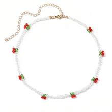 1 peça Colar Versátil Feminino de Contas Transparentes de Cereja, Fresco e Elegante