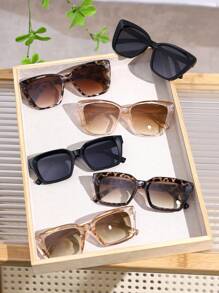 6 قطع نظارات شمسية بإطار بلاستيكي كامل بطراز عين القطة وعدسات مُلونة بطبعة النمر، لطراز البنات الساخن، للاستخدام في الأنشطة الخارجية اليومية والتنزه والشاطئ وملحقات الأزياء