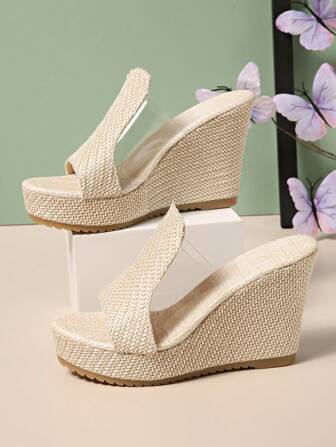 Sandalias de plataforma con cuña plateada para mujer de talla grande, sandalias casuales con brillo dorado de estilo retro para la playa, sandalias planas elegantes de estilo europeo de moda