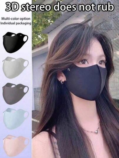 10pcs Ice Silk Face Mask, 3d Stereo Face Cover, Breathable, Heat Resistant, Uv Protection, Thin And Fashionable, High Brow Value, Summer Cooling Effect, Washable, Suitable For Outdoor Activities, Travel, Beauty And Sun Protection