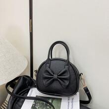 Cute Bow Handbag, Girls PU Shoulder Crossbody Bag, Structured Small Backpack - A - View 11