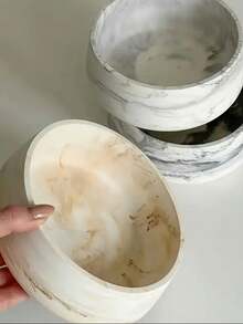 1 件大号圆形水泥花盆模具带石膏托盘、树脂储物碗、石膏储物碗硅胶模具、水泥多肉植物盆模具适用于 DIY 树脂工艺品生产 - 白色 - 查看 9