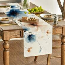 Chinese Ink Poppy Table Runner - Washable Reusable Polyester Decor For Dining Table, Coffee Bar, Zen Decor - Multi-Scenario Design With Artistic Floral Patterns