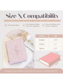 Pink Bible Cover Case For Women, Large Bible Covers For Women (≤ 9.5 X 7 X 2.1) Durable PU Leather Bible Case W/Debossed Floral Design & Giftable Box, Bible Case For Women, Bible Cases For Woman - Pink - View 3