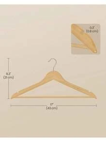 Wooden Hangers, Pack Of 20, Pack Of 30, Coat Hangers, Pants Bar, 360° Swivel Hooks, Solid Birch Wood, For Jackets, Shirts, Coats, Natural Beige