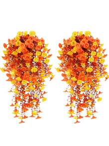 1/2/4pcs UV-Resistant Silk Bindweed Artificial Flowers With Eucalyptus Leaves Wall Hanging Greenery Decor, Suitable For Halloween, Autumn Decoration, Home, Room, Garden, Classroom, Bedroom, Wedding, Bridal Shower, Party, Baby Shower, Patio Home Decor Halloween Decor Room Decor