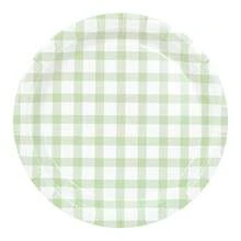 10 件/30 件/60 件鼠尾草绿格子派对用品绿白扇形格子纸盘杯子餐具套装绿格子盘子一次性鼠尾草白格子派对装饰适用于生日家庭野餐烧烤 - 綠白 - 查看 5