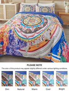 2/3pcs Colorful Flower Pattern Digital Print Duvet Cover Set, Boho Modern Bedding Set For All Seasons, Soft& Breathable, Machine Washable( 1 Duvet Cover+ 1/2 Pillowcases, No Filler)