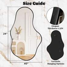 Asymmetric Wall Mirror - Black Irregular Abstract Wall Mirror Nautical Aluminum Alloy Frame Wall Mirror, Living Room, Bedroom, Bathroom, Entrance Passage, Wardrobe