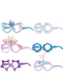 6 件套夏季夏威夷和墨西哥风格纸质派对太阳镜、摄影道具和装饰品，适合节日和夏季派对