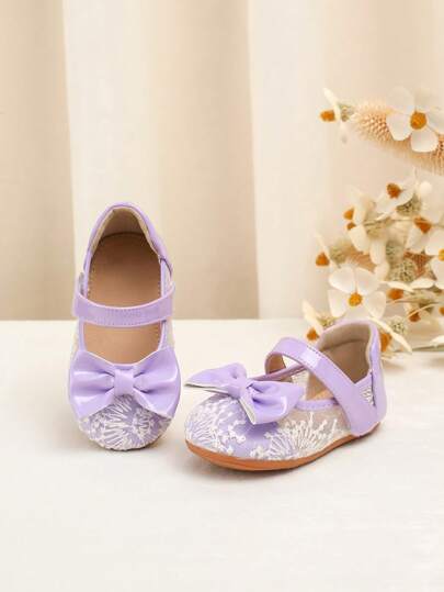 Infant/Toddler Flat Shoes, Breathable Material Soft Sole Anti-Slip Shoes With Bow Design, Simple & Elegant