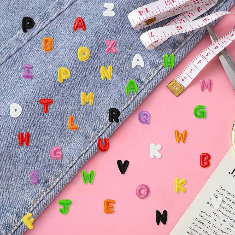9/26/36/52 Mini Letters Patch, Cute And Mini, Is A High-Quality Auxiliary Material For DIY Decorating Clothing, Can Be Sewn And Ironed, Full Of Creativity, Used For Clothing, Bags, Shoes, Hats Decoration - 彩色 - 查看 1