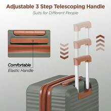 Suitcase Sets 3 Piece Hard Shell PC Expandable Lightweight Durable Carry On Travel Hand Lage With Double Spinner Wheels TSA Lock Light Green - 3PieceSet - View 6