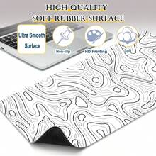 Large Black & White Terrain Graphics Gaming Mouse Pad With Stitched Edges, Non-Slip Rubber Base, Perfect For Computers, Laptops, And Office Desks, Large Mouse Pad