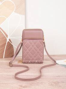 New Embroidered Phone Bag, Women Shoulder Crossbody Pouch, Large Capacity Coin Purse, Fashion Rhombus Card Holder