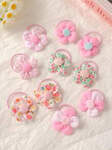 10入組孩子們清新香調花卉設計頭繩