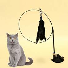 1Pc Cat Teasers Stick Interactive Toys, Pet Feather Bell Refill Replacement Catcher Product For Cat Exercise Self-Entertainment,With Suction Cup,Handheld Teaser Stick