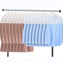 10pcs Simple Clothing Dust Covers, Garment Dust Protectors, Minimalist Home Protectors, Half-Cover Clothes Dust Sleeves - Transparent Frosted - View 4