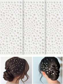 3 feuilles Autocollants de bijoux faux perles 3D, autocollants de strass autoadhésifs, décoration de perles factices, accessoires décoratifs DIY pour cheveux, décoration d'Halloween