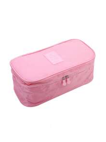 1pc Women's Bra & Panty Travel Storage Bag, Portable Lingerie Organizer With Multi-Compartments, Zipper Closure, Elastic Pockets, Hand/Machine Washable, Compact & Durable For Travel