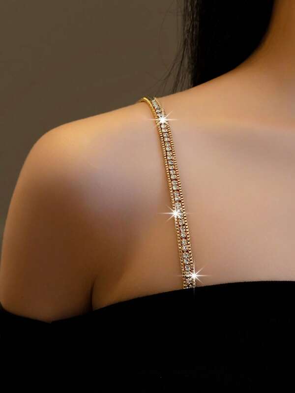 2 Stück/Paar mit Diamanten verzierte BH-Träger für Frauen, metallische rückenfreie BH-Unterwäsche-Accessoires, für Raves