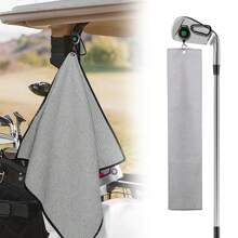 FINGER TEN Golf Towels For Golf Bags With Strong Magnetic Retractable Carabiner 24''X16'' Lightweight Absorbent Microfiber Waffle Pattern Tri-Fold Towel 1 Pack