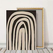 1 件/2 件简约抽象中世纪线条墙面艺术装饰海报经典复古黑色和米色几何帆布印刷时尚画作适用于客厅卧室家庭办公室宿舍装饰墙面背景设计图片可选框架 - 彩色 - 查看 4