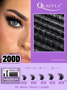 DIY假睫毛套装 混合款 5-18mm 208片假睫毛套装 含下睫毛 多类型假睫毛套装 含粘合剂和封口剂 假睫毛涂抹器 卸除器 DIY家用假睫毛 - 黑色 - 查看 2