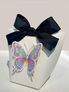 10pcs/1pc Colorful 3D DIY Butterfly Kraft Paper Embossed Ribbon Bow Mini Gift Box, Elegant Mysterious Gift Packaging Box For Wrapping Gifts, Candies, Cookies, Suitable For Parties, Birthdays, Mother's Day, Summer Weddings, Father's Day, Graduation, Daily & Holiday Events - Colorful Butterfly Gift Box - View 3