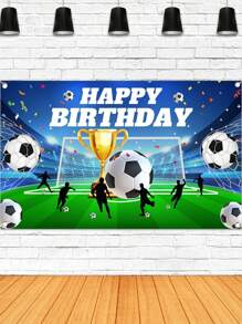 1pc Customized Birthday Background Cloth, Football Theme Party Banner, Customize & Name, Birthday Party Background Cloth For Celebration, Anniversary Decoration, Customize Birthday Party Background, Birthday Hanging Porch Sign Banner Decor For Men, Customize Birthday Party Decoration With Photo & Age, Personalized Party Decoration