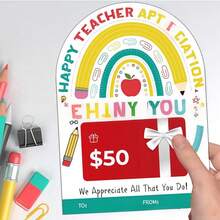 1/2/3/5/8pcs Teacher Appreciation Card & Gift Card Holder Sets | Designs For Teacher Appreciation Gifts, Christmas, And Graduation | Reusable Pocket Cards For Easy Gift-Giving And Expressing Gratitude - Multicolor - View 7