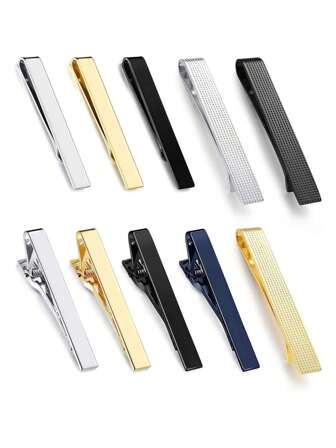 4/10 Pieces Tie Clips For Men Tie Bar Clip Set For Regular Ties Necktie Wedding Business, Tie Pin Clips Of Men's Tie Clips, Including Black, Gold, Blue, Silver, Versatile Tie Clips, Suitable For Teacher Gifts, Friend Gifts, Father Gifts, Men's Gifts