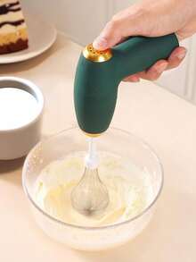 1pc Portable Rechargeable Handheld Electric Frother, Household Electric Milk Frother Machine, Milk Cover, Hair Beater, Coffee Frother Mixer With 2 Stainless Steel Whisks, 3-Speed Adjustable Foam Maker, Suitable For Coffee, Matcha, Latte, Cappuccino, And Hot Chocolate Back To School