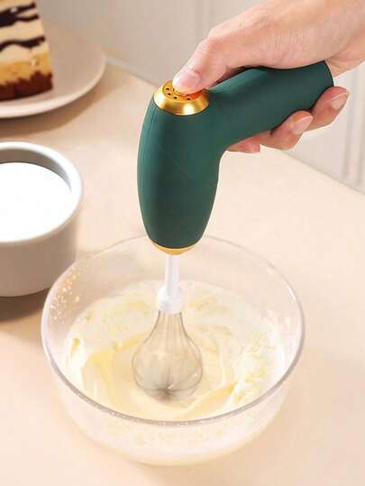 1pc Portable Rechargeable Handheld Electric Frother, Household Electric Milk Frother Machine, Milk Cover, Hair Beater, Coffee Frother Mixer With 2 Stainless Steel Whisks, 3-Speed Adjustable Foam Maker, Suitable For Coffee, Matcha, Latte, Cappuccino, And Hot Chocolate Back To School