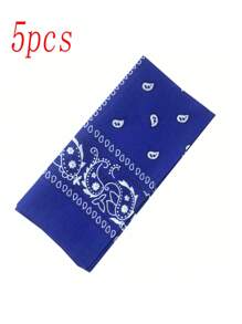 5 piezas Pañuelos cuadrados de poliéster con patrón paisley elegante y bohemio, unisex, versátiles para primavera/verano
