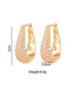 Boucles d`oreilles en zirconium micro-incrusté avec pendentif à boule en diamant torsadé, bijoux de style INS, lumière de luxe et très chic. Boucles d`oreilles rondes en zircone super étincelantes, style froid et accessoires personnalisés. - ET-1123 - Voir 8