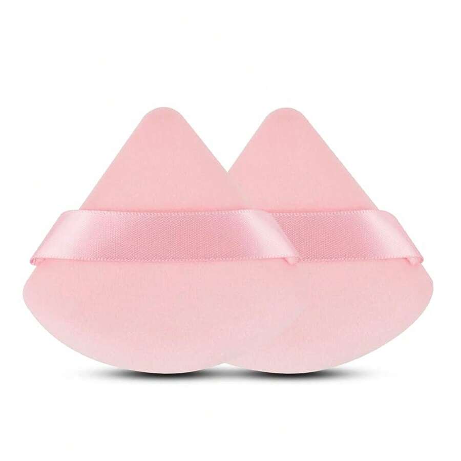 Makeup Sponge 2 Pcs EVAOUXIU Powder Puff Face Powder, Soft Plush Setting Powder Puff, Velour Cosmetic Foundation Blender Sponge Beauty Makeup Tools (Black) - po-2 粉紅色 - 查看 1