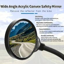 Miroir rétroviseur de vélo 360° rotatif et réglable, lentille grand angle, bras long flexible pour une installation facile, convient pour les vélos de montagne, les scooters électriques et les véhicules légers - Cadre en ABS noir, accessoires de pédale Miroir ovale Accessoire de sécurité, pièces de vélo