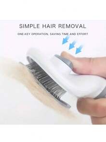 1pc Pet Hair Remover & Grooming Brush, One-Click Auto Cleaning Deshedding Tool, Suitable For Cats & Dogs - Multicolor - View 9