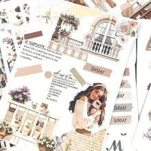 Vintage Floral Sticker Book - Quirky Paris Scenes, Eiffel Tower & Tea Party Designs, Self-Adhesive PET & Paper For Scrapbooks, Diaries, Journals, Scrapbook Accessories | Imaginative Designs | Self-Adhesive Stickers,School Supplies,Back To School