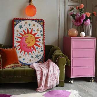 1 Pc Wall Art Sun And Moon Print, Celestial Kissing Poster, Boho Bedroom Decor, Astrology Wall Art, Dorm Living Room Nursery Gift Idea-Canvas Painting Art Summer VacationCanvas Painting - For Home Decor Enthusiasts - Room Decoration Decor For Home Gifts, Living Room, Bathroom, Bedroom,Kitchen (No Frame)/Framed