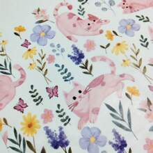 10/50 pièces Feuilles de papier minces motif chat rose et floral, conviennent pour les artisanat DIY, l'emballage de cadeaux de fête, l'emballage de bouquets, l'emballage de chaussures/vêtements, la décoration d'emballage de cadeaux pour les fêtes et anniversaires