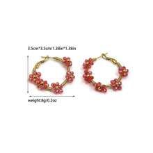 1 Pair Boho Stainless Steel Gold Plated Colorful Flower Earrings, Suitable For Women Daily/Beach/Party/Festival