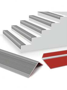 1 pieza Protector para borde de escalera de vinilo, con tacos de goma en forma de L y antideslizante autoadhesivo, para bordes de escaleras interiores y exteriores