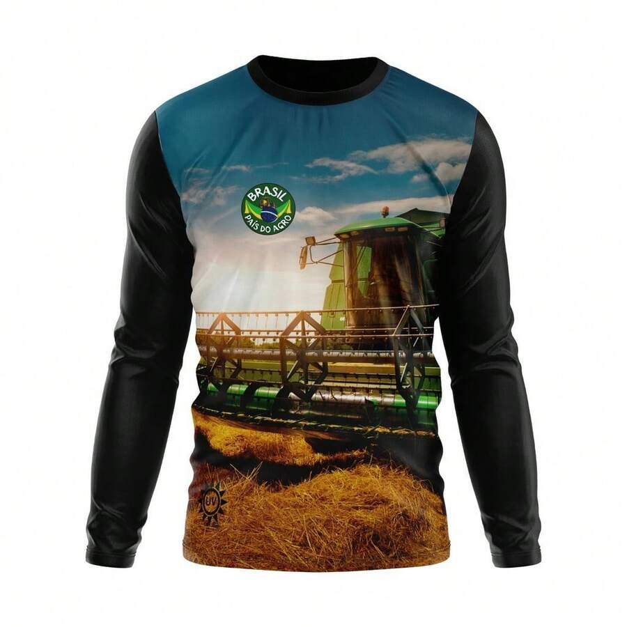Shirt Men's And Women's T-Shirt UV Sun Protection Agro Rural Tractor - Blue - View 1
